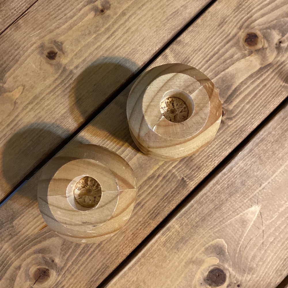 Urban Outfitter Home Natural Wood Candlestick Holders - Picture 2 of 3